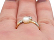 Pearl and Diamond Ring Yellow Gold Wearing