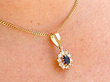 Blue Sapphire and Diamond Pendant wearing