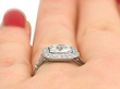 Halo Diamond Ring Platinum being worn