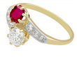 ruby and diamond twist ring in gold