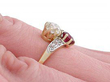 Ruby and Diamond Twist Ring wearing