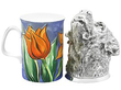 Silver Stirrup Cup next to mug