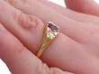 1940s ruby dress ring on hand
