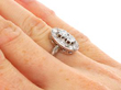 1940s diamond ring on finger