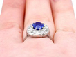 Unheated Sapphire Ring being worn