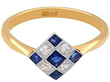 Sapphire and Diamond Checkerboard Ring
