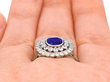 Natural Sapphire and Diamond Ring on finger