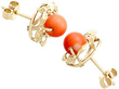 Gold and Coral Stud Earrings 