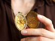 Wearing Antque Gold Pendant