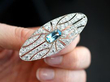 Aquamarine Diamond Brooch