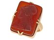 carved agate and yellow gold ring