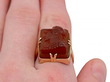 carved agate and yellow gold ring