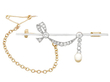 Diamond and Pearl Bar Brooch for Sale
