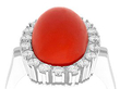 Red Coral and Diamond Ring