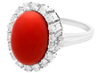 Red Coral and Diamond Ring