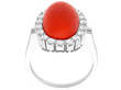 Red Coral and Diamond Ring