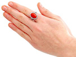 Red Coral and Diamond Ring Wearing