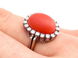 Red Coral and Diamond Ring on hand