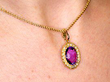 Amethyst and Pearl Boxed Pendant on the neck