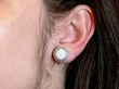Antique Opal and Diamond Earrings wearing 