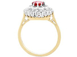 Diamond and Ruby Cluster Ring 
