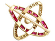 Pearl Diamond and Ruby Brooch