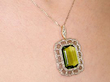 Antique Peridot Pendant in Yellow Gold around Neck