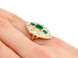 1930's emerald ring with diamonds wearing