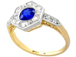 1920s Diamond Blue Sapphire  Dress Ring