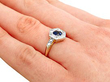 1920s Blue Sapphire and Diamond Dress Ring Hand Wearing