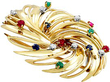 Vintage Gemstone Brooch in Yellow Gold