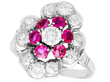 vintage ruby and diamond flower ring