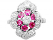 vintage ruby and diamond flower ring