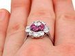 vintage ruby and diamond flower ring