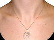 Antique Gold Aquamarine and Pearl Pendant wearing