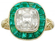 emerald and diamond halo ring