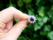 Sapphire and Diamond Cluster Ring