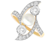 Art Nouveau Pearl and Diamond Ring 