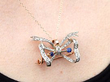 Antique Bow pendant with Sapphires and Diamonds wearing