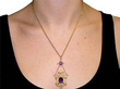 gold Edwardian amethyst necklace wearing 