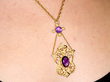 wearing Edwardian amethyst necklace
