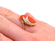 Vintage Coral Ring in Gold Wearing Hand
