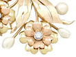 pearl and diamond flower brooch
