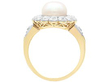 pearl and diamond cluster ring