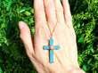 Blue Enamel Cross Pendant Outside