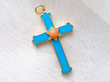 Blue Enamel Cross Pendant Close Up