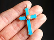 Blue Enamel Cross Pendant