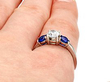 wearing a sapphire trilogy ring