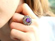 Wearing Amethyst and Diamond Yellow Gold Ring