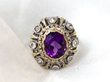 Amethyst and Diamond Yellow Gold Dress Ring Close Up